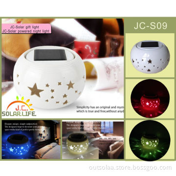 Colorful Ceramic Gift RGB Solar LED Garden Lights Solar Camping Lanterns